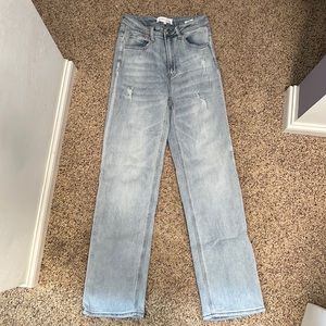 Risen straight leg jeans